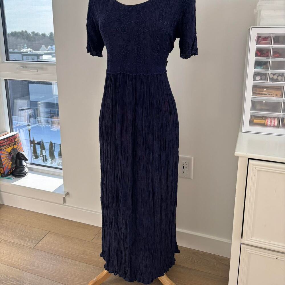 All That Jazz Purple/Blue Pleated Ruffle Maxi Dancing Dress Medium